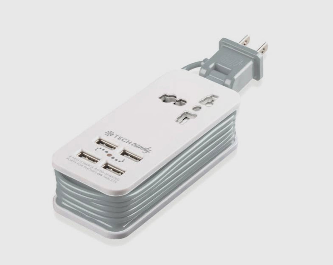 Tech Candy - Power Trip Outlet + Usb Travel Charging Station- $39.99 Slate
