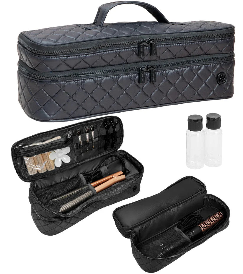 Joan & David Diamond Quilted Hair Tool Zippered Travel Carrying Case
