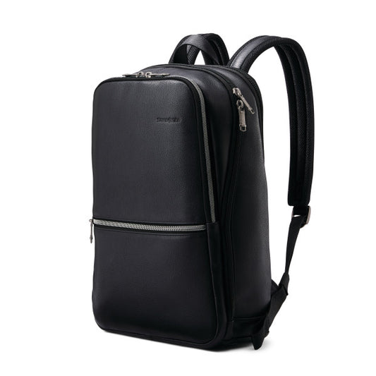 Samsonite CLASSIC LEATHER Slim Laptop Backpack w/ trolley sleeve passthrough Black