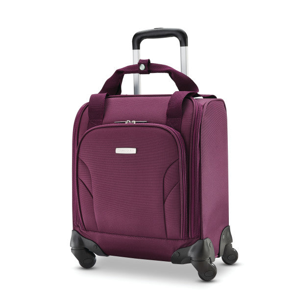 Samsonite Softside Underseat Spinner w/ USB Port and trolley sleeve passthrough Purple