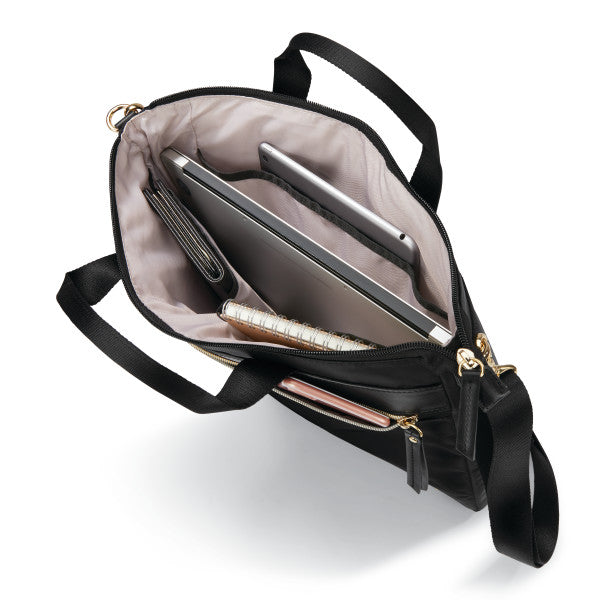 Samsonite MOBILE SOLUTION Convertible Slim Zippered Briefcase/Laptop Tote w/ trolley sleeve passthrough
