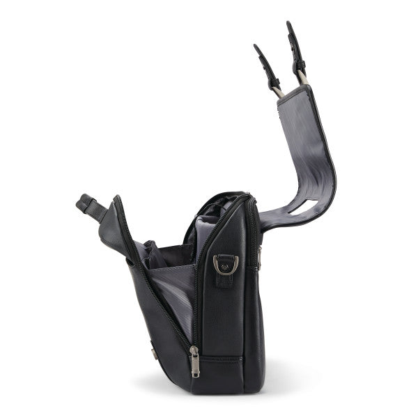 Samsonite CLASSIC LEATHER Flapover Messenger Zippered Briefcase w/ trolley sleeve passthrough