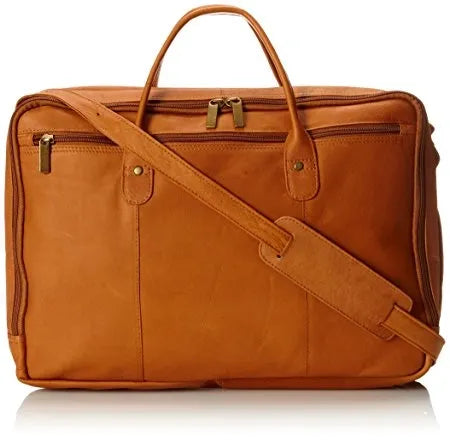 David King & Co. Double Top Zippered Briefcase Tan