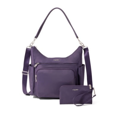 Baggallini Nolita Convertible RFID Hobo Crossbody Deep Grape Twill