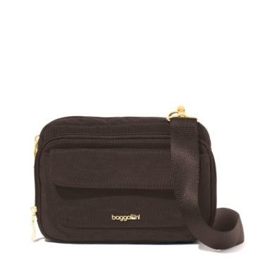 Baggallini Modern Double Zip RFID Crossbody Ganache Twill