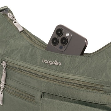 Baggallini Modern Everywhere Hobo Crossbody w/ Trolley Sleeve & RFID Wristlet Wallet