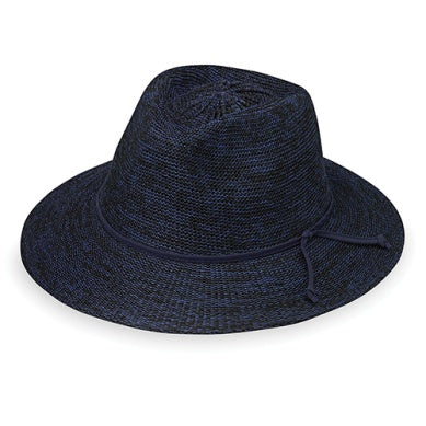 Wallaroo Packable Hat - Victoria Fedora UPF 50+ Mixed Navy Medium