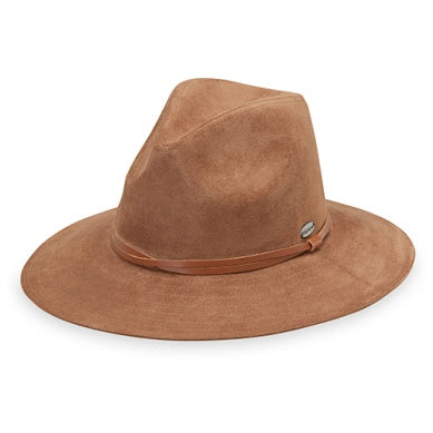 Wallaroo Packable Hat - Telluride Faux Suede UPF 50+ Chestnut Medium