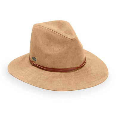Wallaroo Packable Hat - Telluride Faux Suede UPF 50+ Camel Medium