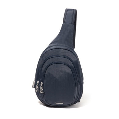 Baggallini Securetex Anti-Theft Multi Zip Sling French Navy
