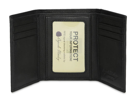 Osgoode Marley Leather RFID Double ID Trifold Wallet- 1205 Black