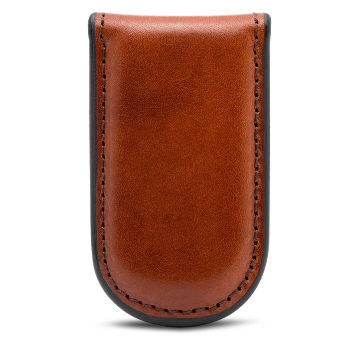 Bosca Dolce Leather Magnetic Money Clip Amber