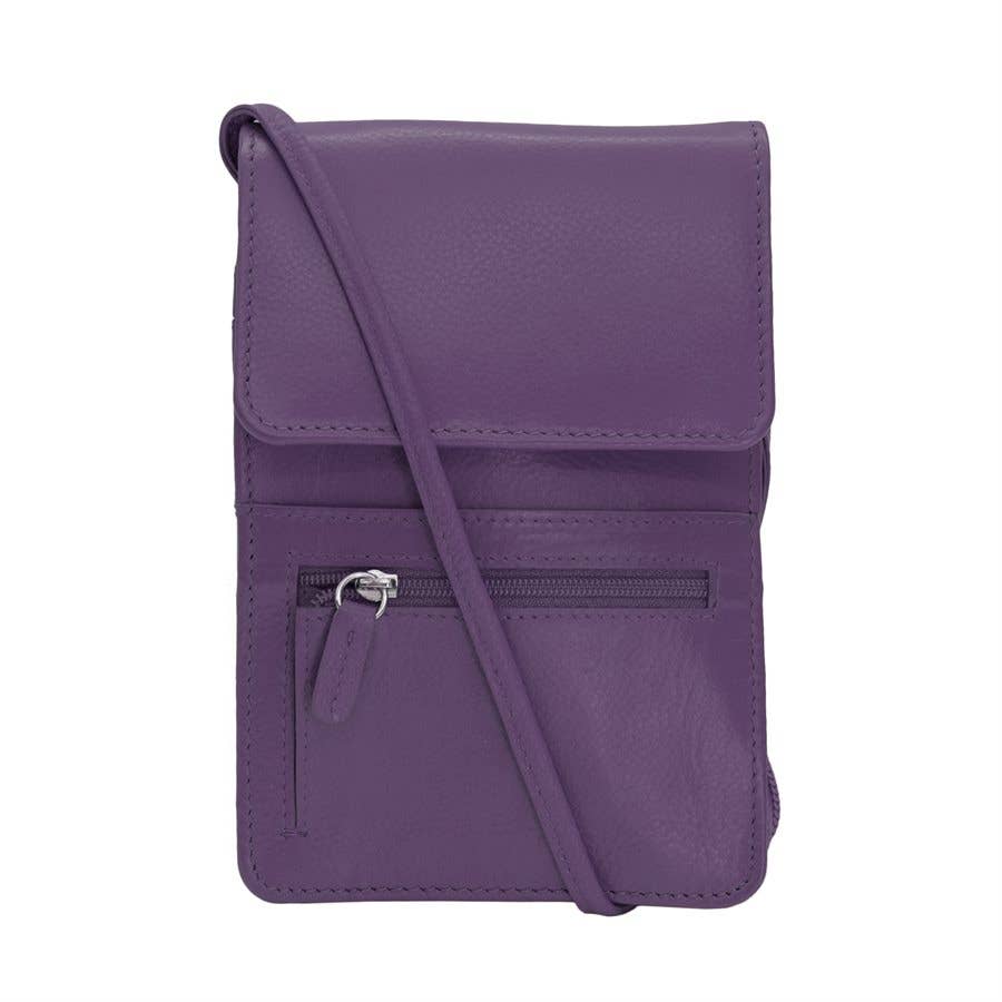 ili New York - RFID Crossbody Leather Organizer on a String- Small- 6827 Purple