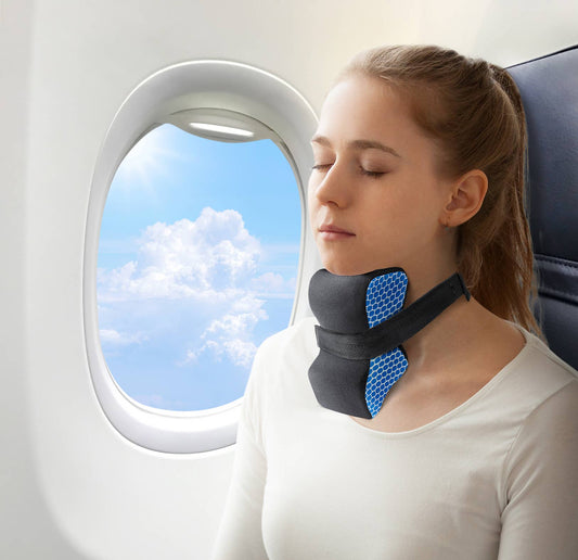 Cloudz Travel Cozy Chin Support & Headrest Cushion Black Blue