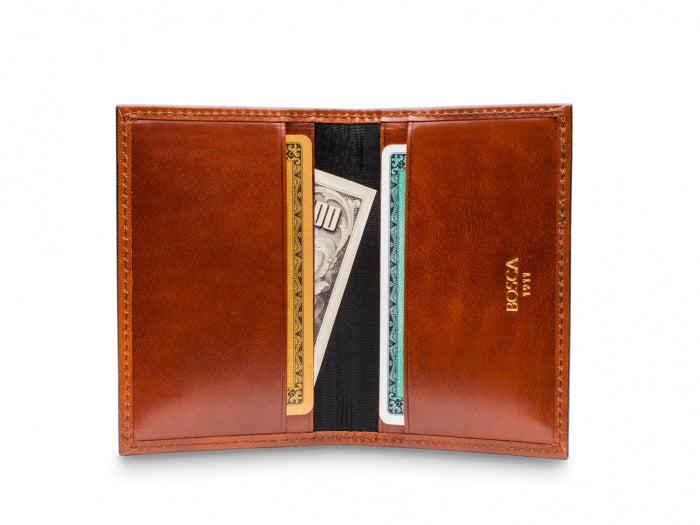 Bosca Leather Calling Card Case Wallet (Amber)