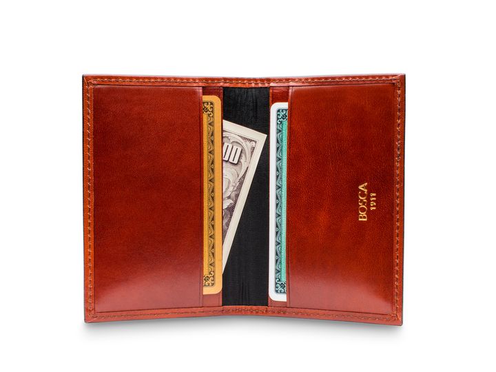 BOSCA BRITAN Dolce Italia Leather RFID Calling Card Wallet Amber
