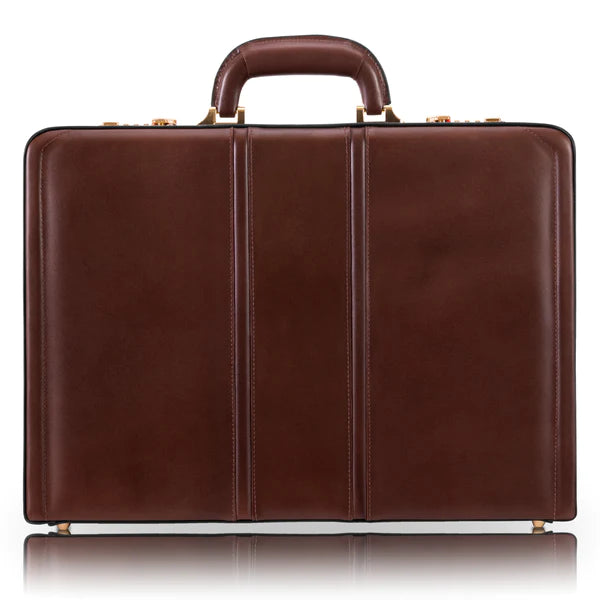 McKlein- DALEY 3.5" Leather Attaché Briefcase Brown