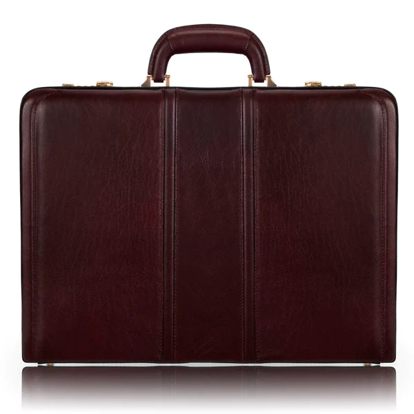 McKlein- DALEY 3.5" Leather Attaché Briefcase Burgundy