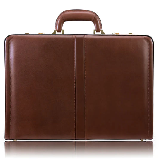 McKlein- REAGAN 3.5” Leather Attaché Briefcase Brown