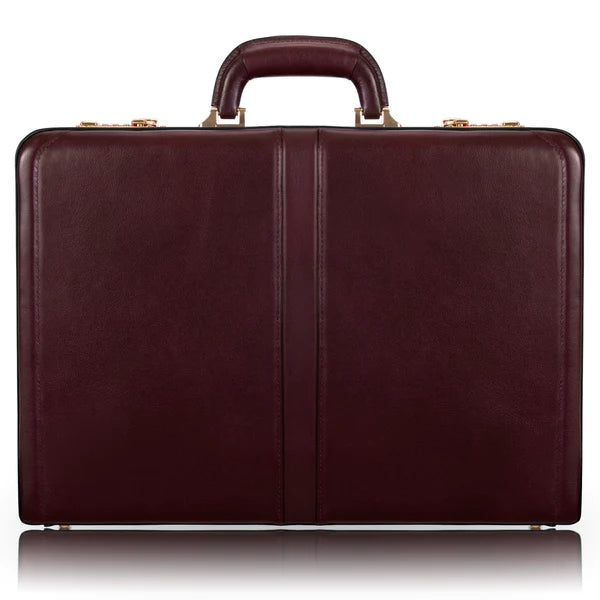 McKlein- REAGAN 3.5” Leather Attaché Briefcase Burgundy