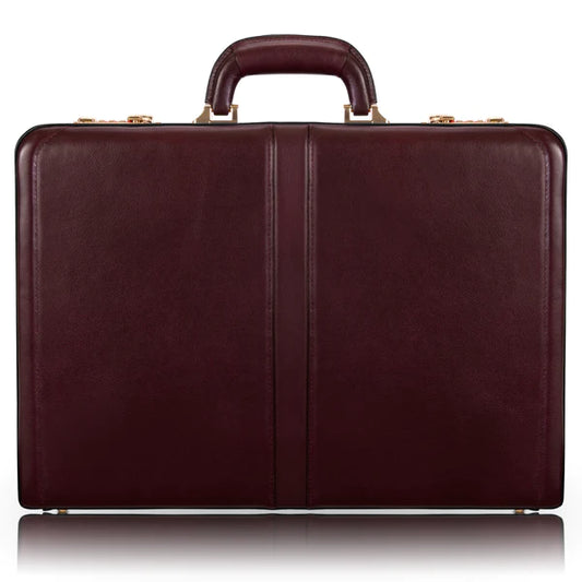 McKlein- REAGAN 3.5” Leather Attaché Briefcase Burgundy