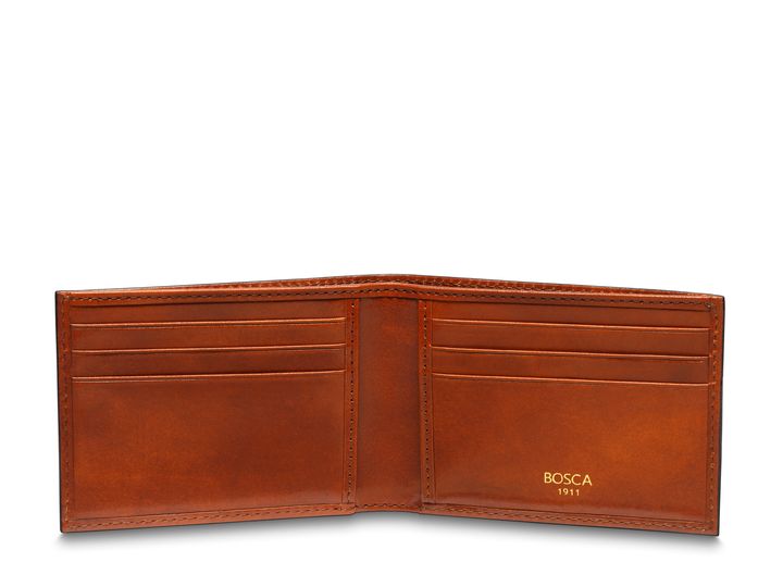 Bosca Bifold Leather Wallet Amber