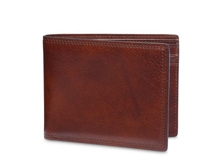 Bosca Leather Dolce RFID ID Wallet Dark Brown