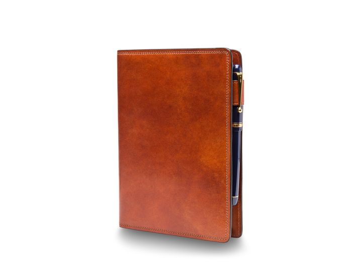 Bosca Medium Leather Writer's Journal Padfolio Amber