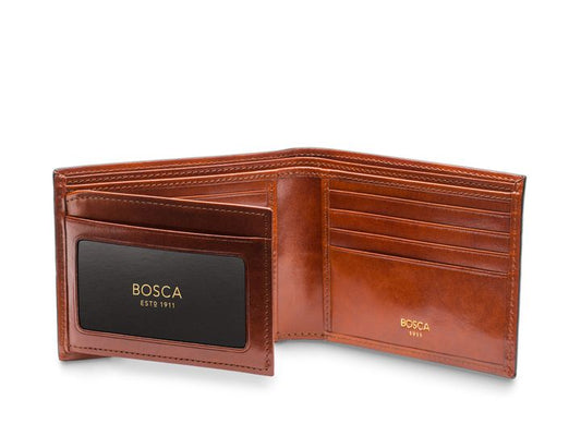 Bosca Bifold Leather Wallet With ID Flap
