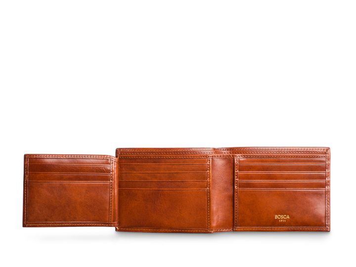 Bosca Bifold Leather Wallet With ID Flap