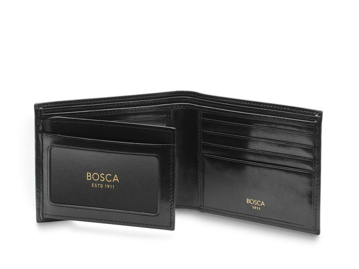 Bosca Bifold Leather Wallet With ID Flap
