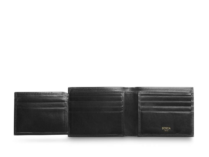 Bosca Bifold Leather Wallet With ID Flap
