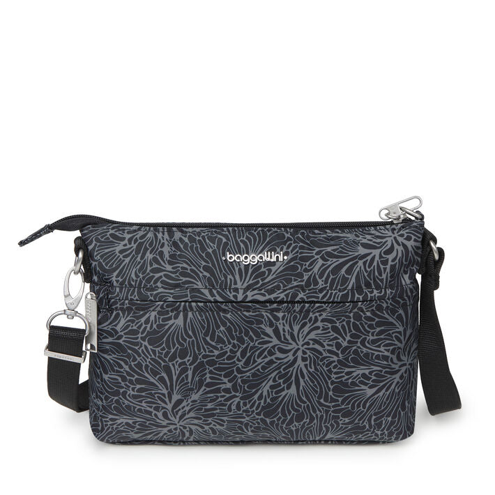 Baggallini Securtex® Anti-Theft Memento RFID Crossbody Bag Midnight Blossom
