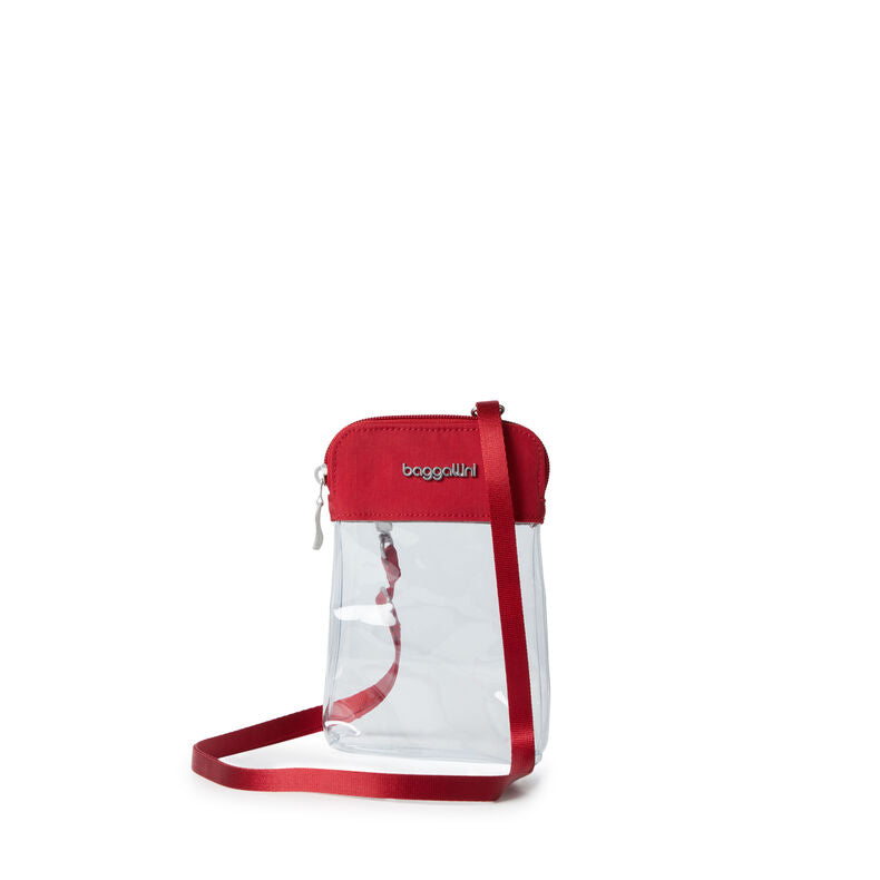 Baggallini Clear Bryant Crossbody Stadium Bag Red