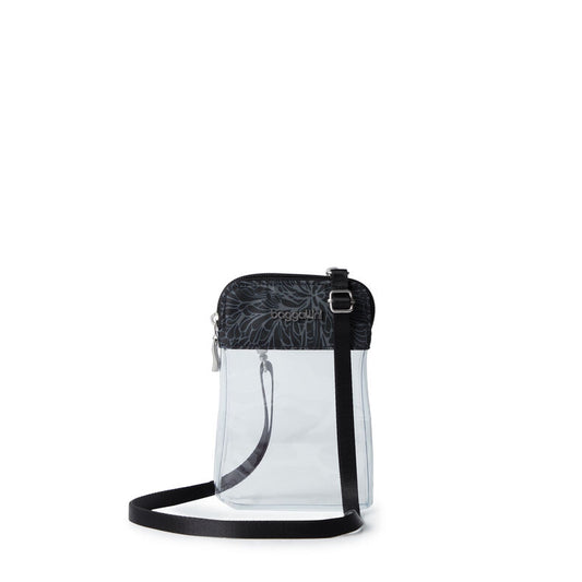 Baggallini Clear Bryant Crossbody Stadium Bag Midnight Blossom