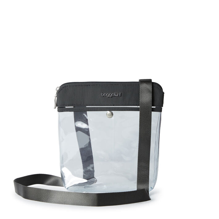 Baggallini Clear Pocket Clear Stadium Crossbody Charcoal