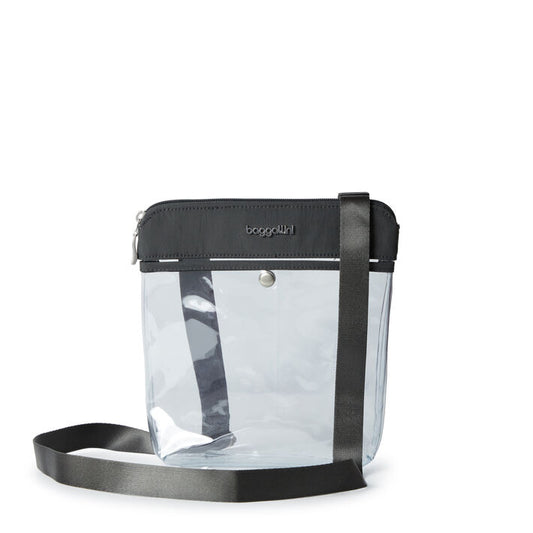 Baggallini Clear Pocket Clear Stadium Crossbody Charcoal