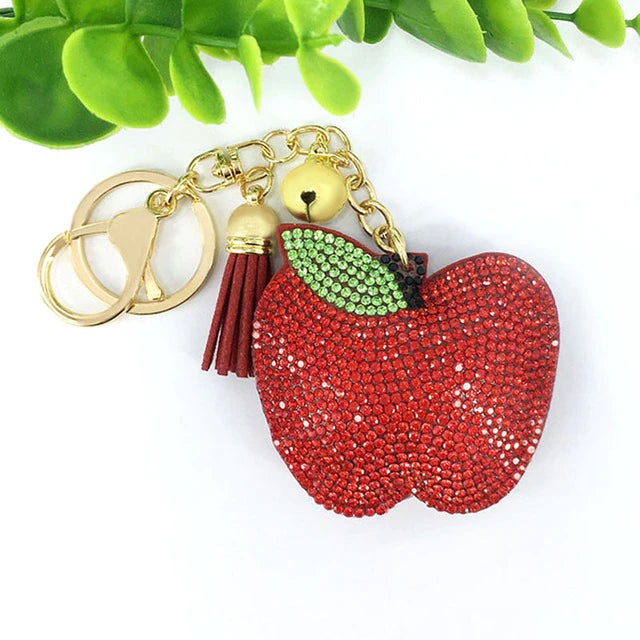 Shein 2pcs Cherry Pendant Keychain, One-Size Flowers Red Zinc Alloy