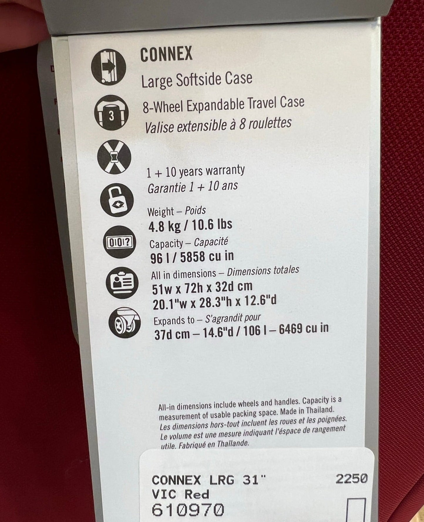 Victorinox Connex 28” Large Softside Checked Spinner (Red)