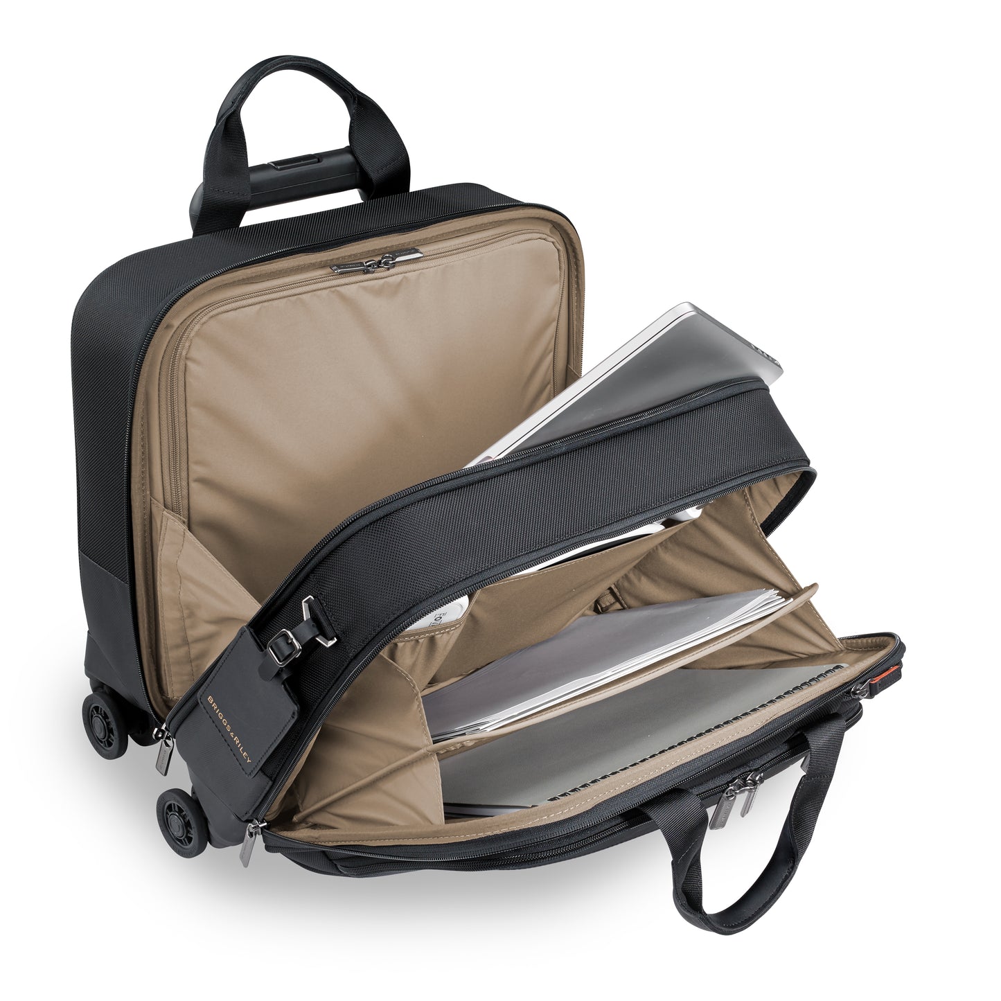 DISCONTINUED- Briggs & Riley @WORK Collection Softside Spinner Zippered Briefcase- KR420SP