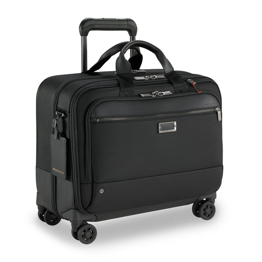 DISCONTINUED- Briggs & Riley @WORK Collection Softside Large Spinner Zippered Briefcase (Free Monogram)- KR430SP Black