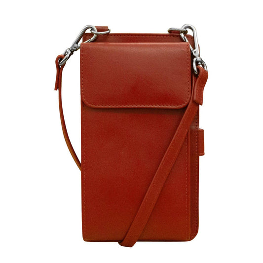 ili New York - RFID blocking leather Phone Wallet Crossbody- 6363 Red