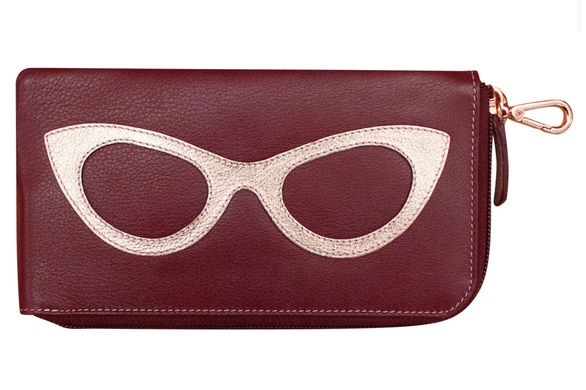 ili New York Large Leather Glasses Case- 6200 Wine