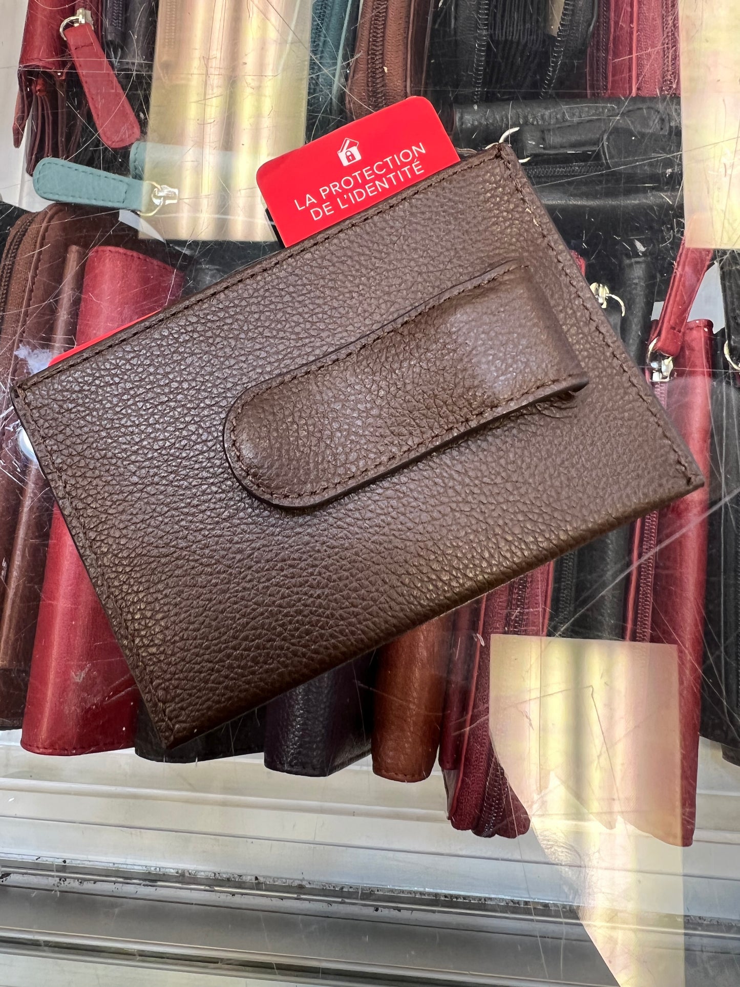 On Sale- TUMI Nassau RFID Money Clip Leather Wallet (Dark Brown Textured)