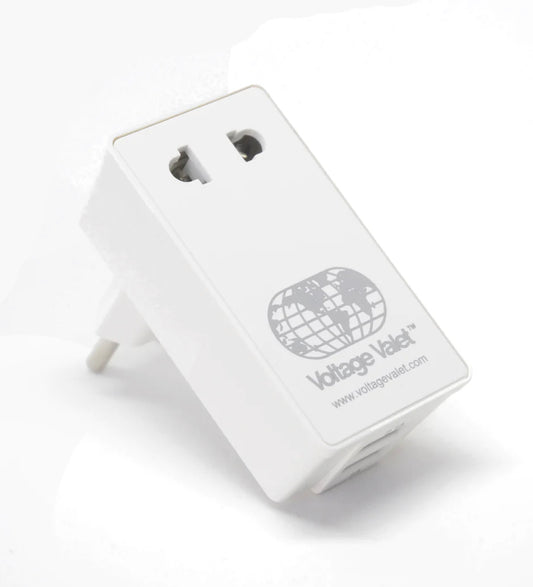 Voltage Valet Nongrounded Type B Adapter with USB-PBU | Continental Europe White