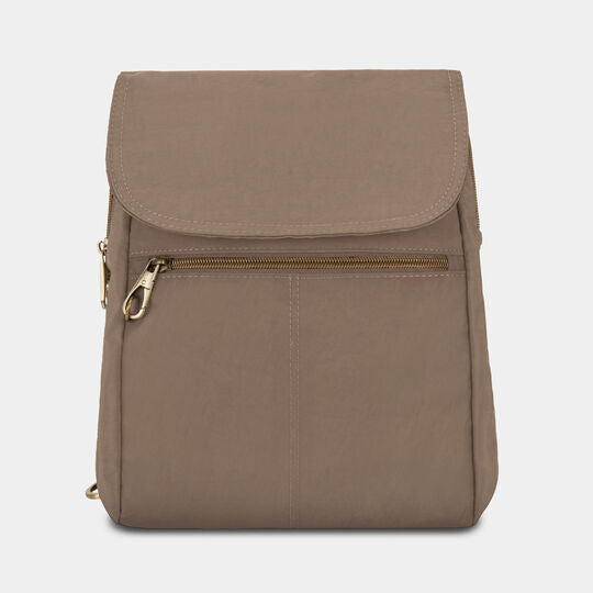 Travelon Anti-Theft RFID Signature Slim Backpack with 5-Point Anti-Theft Protection Sable