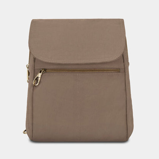 Travelon Anti-Theft RFID Signature Slim Backpack with 5-Point Anti-Theft Protection Sable