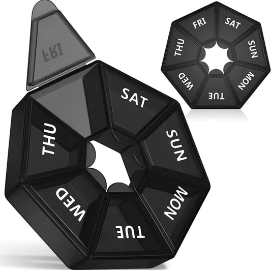 Weekly Pill Organizer - Assorted Colors Black