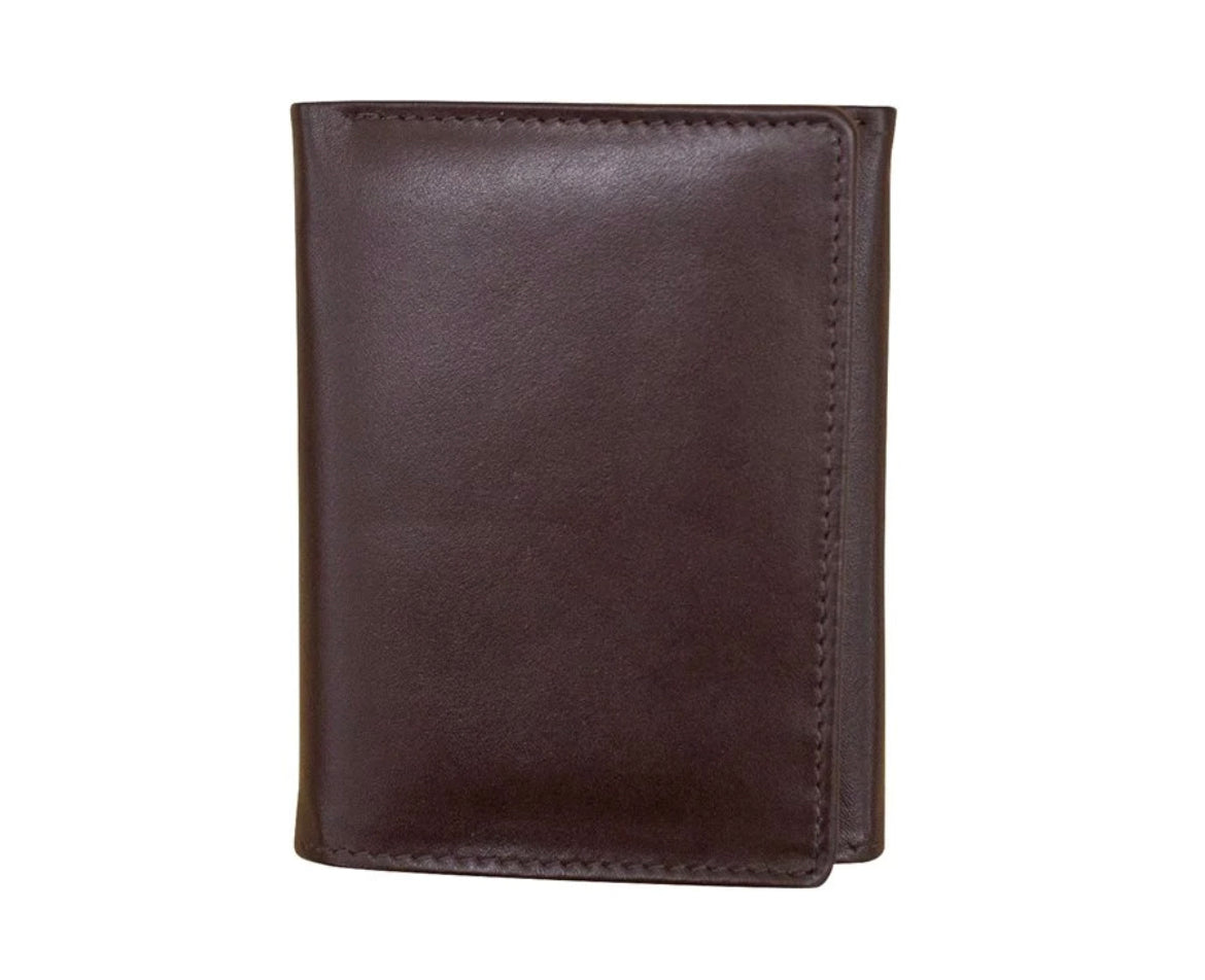 ili New York RFID Trifold Leather Wallet (Brown) Brown