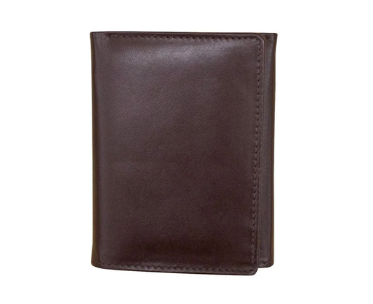 ili New York RFID Trifold Leather Wallet (Brown) Brown